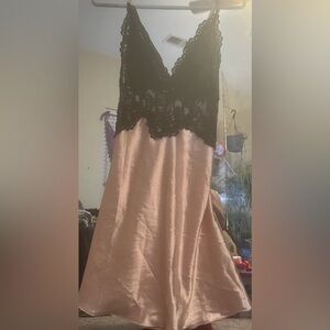 Elegant Pink and Black Lace chemise